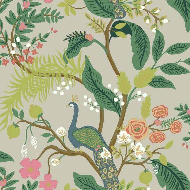 York  Rifle Paper Co. Wallcoverings  Peacock Wallpaper- Linen RI5171