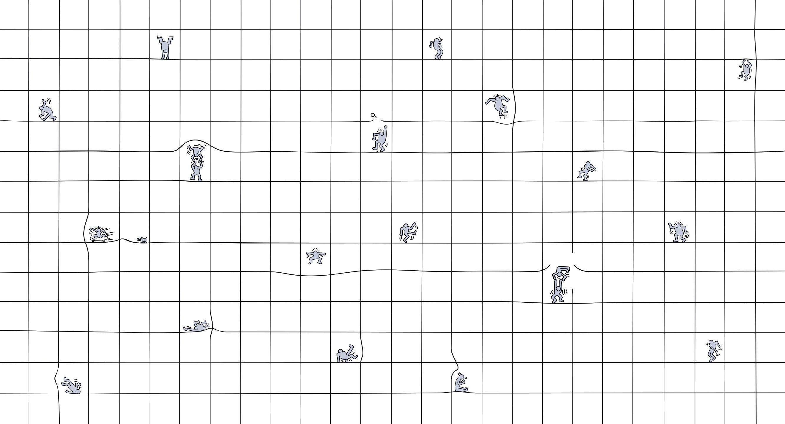 837306 Creativille Серые человечки на фоне в клетку