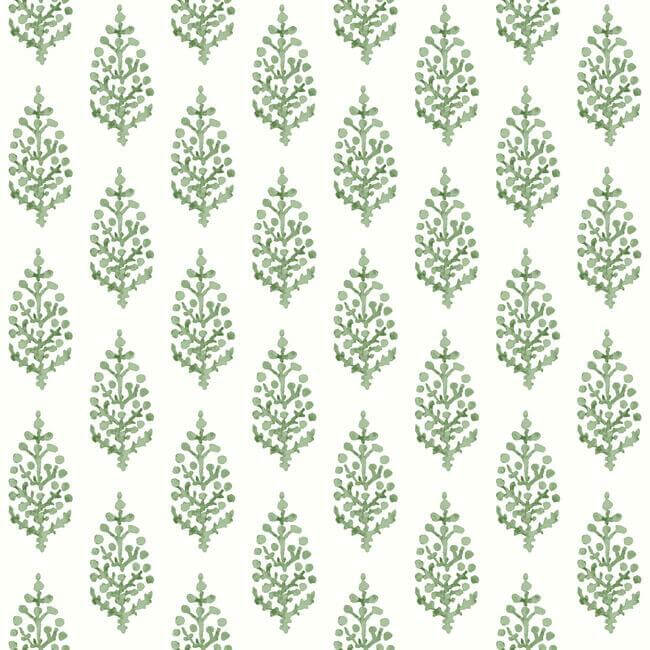 York  Simply Farmhouse  Paisley On Calico Wallpaper- Green FH4067