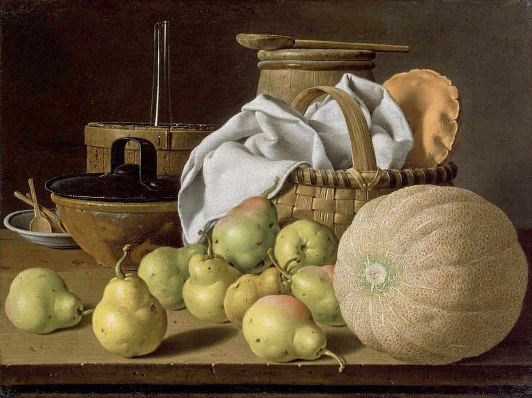 Affresco Натюрморт Luis Melendez, Still Life with Melon and Pears