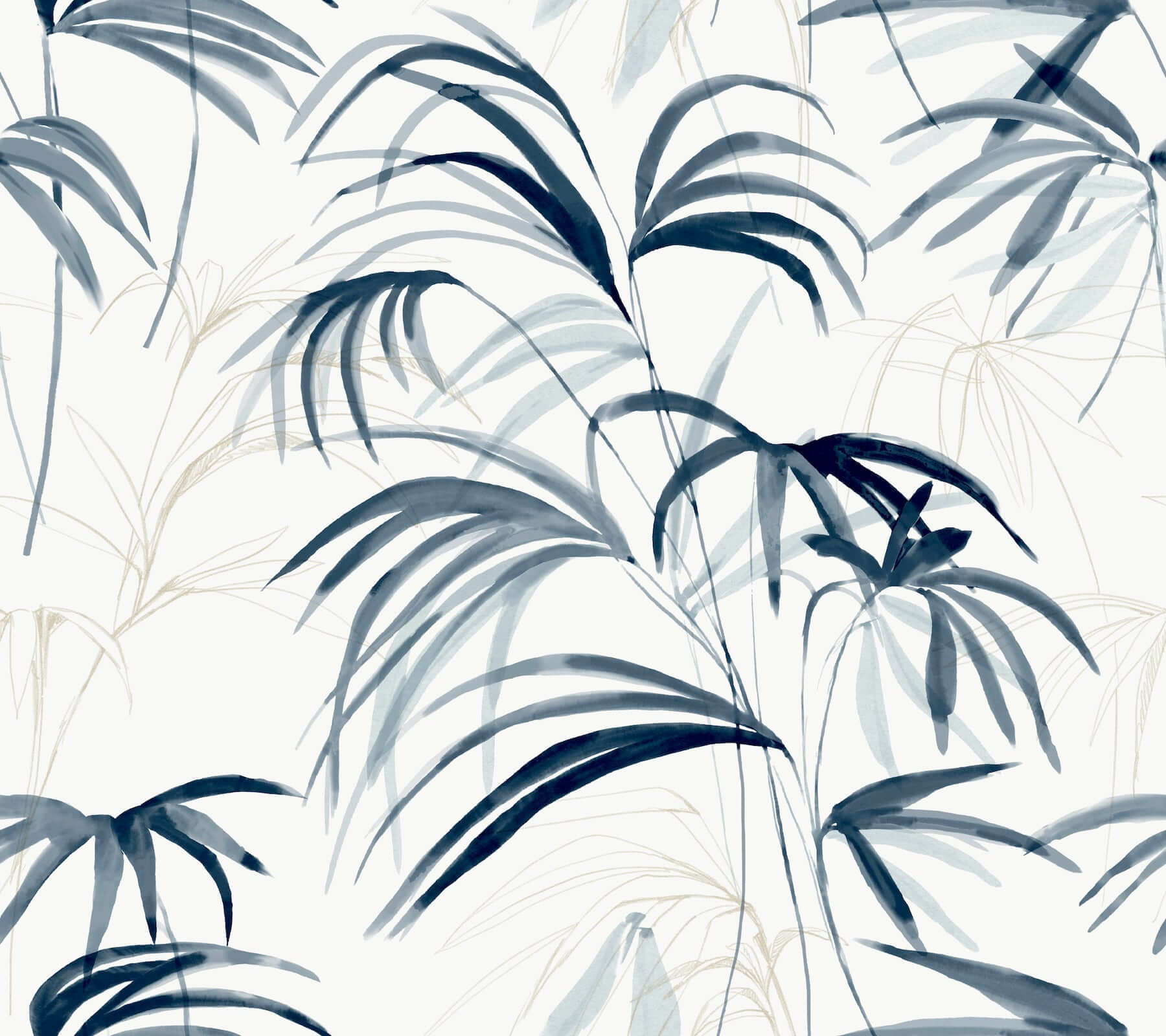 York  York Premium Peel + Stick  Inky Palms Premium Peel + Stick Wallpaper- Blue PSW1610RL