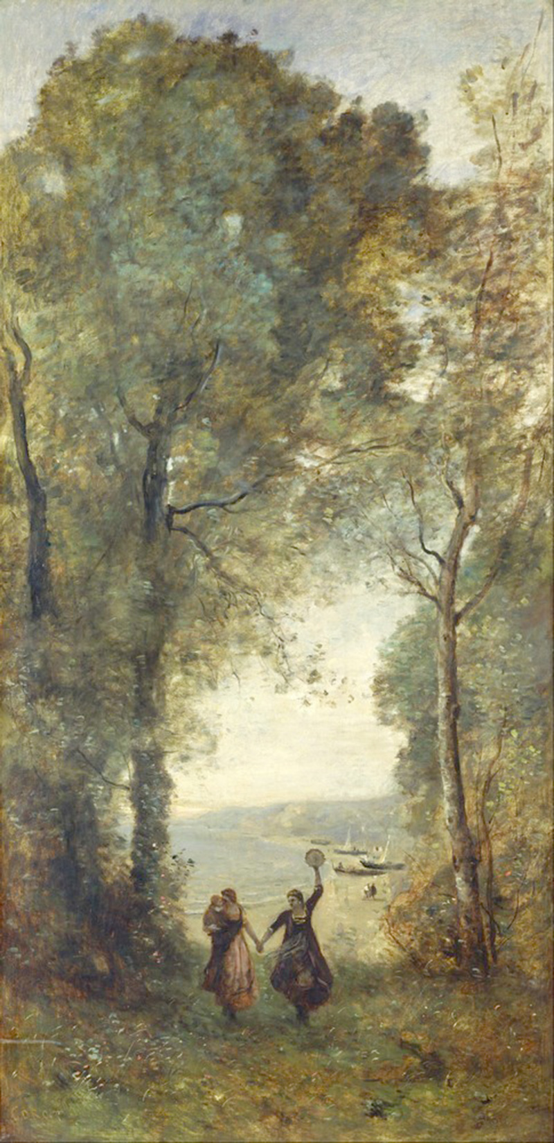 Affresco Классические пейзажи Jean Baptiste Camille Corot, Reminiscence of the Beach of Naples