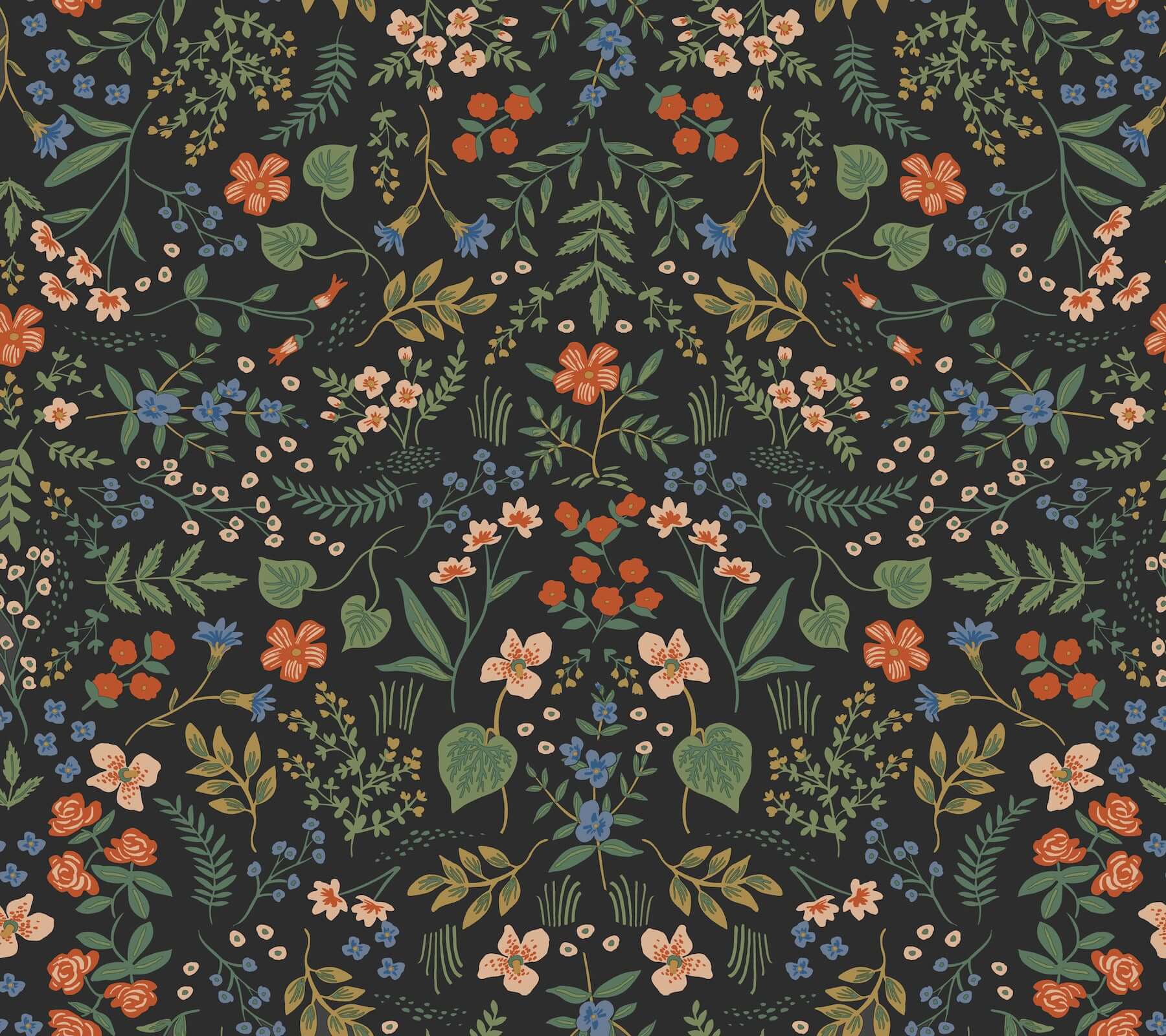 York  Rifle Paper Co. Wallcoverings  Wildwood Wallpaper- Black PSW1623RL