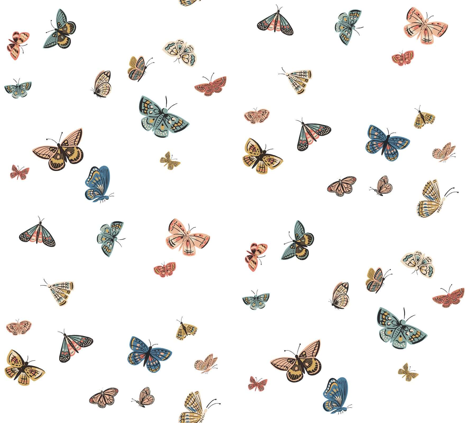 York  Rifle Paper Co. Wallcoverings  Butterfly House Wallpaper- White PSW1632RL