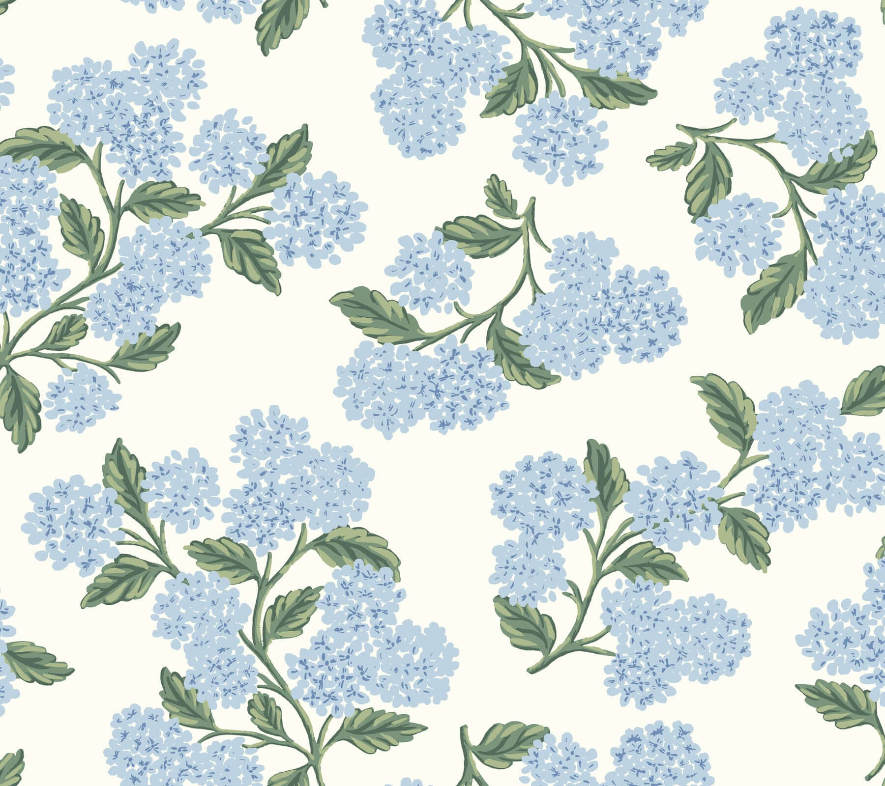 York  Rifle Paper Co. Wallcoverings  Hydrangea Wallpaper- Blue & White PSW1617RL