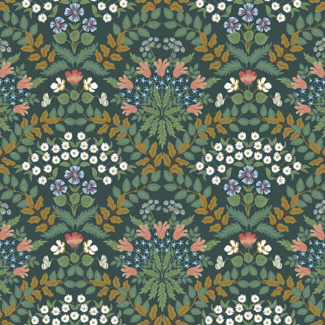 York  Rifle Paper Co.  Bramble Wallpaper- Emerald RP7322