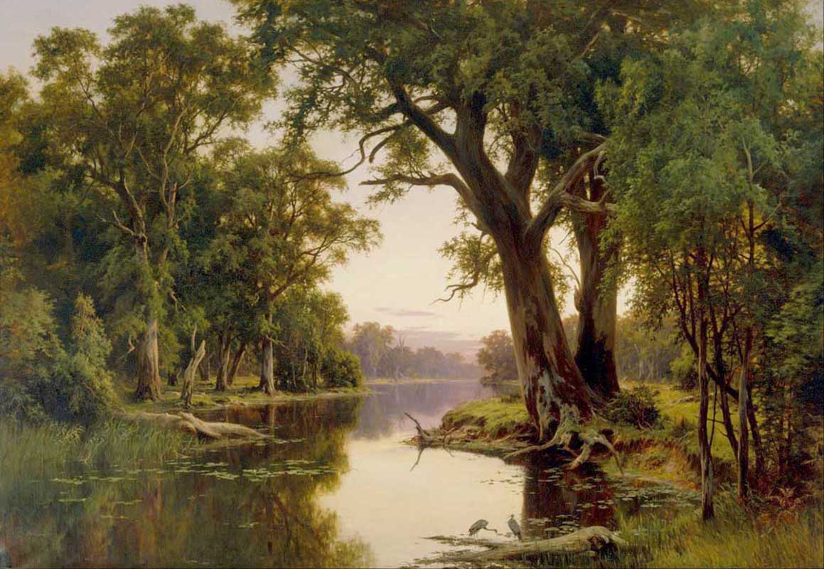 Affresco Классические пейзажи H J. Johnstone, A billabong of the Goulburn Victoria