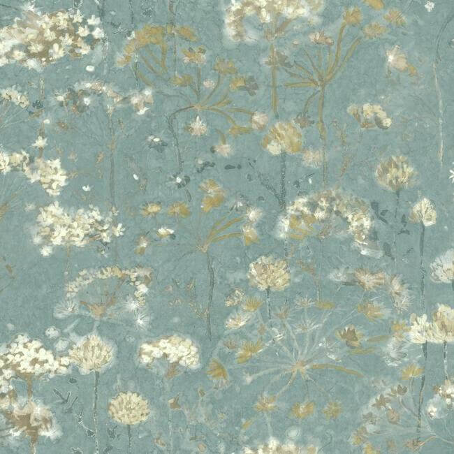 York  Candice Olson Wallcoverings  Botanical Fantasy Premium Peel + Stick Wallpaper- Blue/Beige PSW1106RL