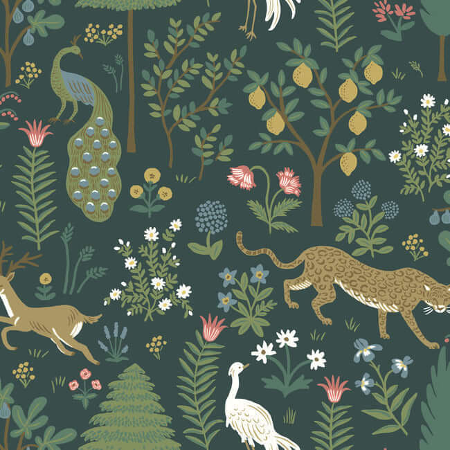 York  Rifle Paper Co.  Menagerie Wallpaper- Emerald RP7306