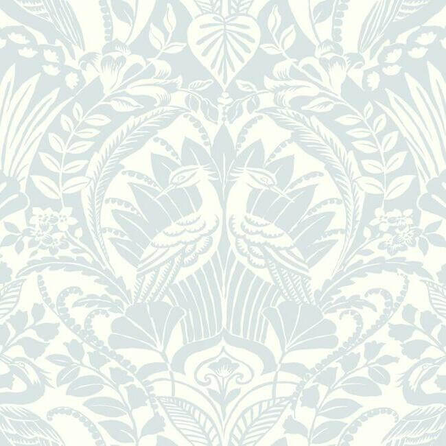 York  Spray and Stick Wallpaper™  Egret Damask Wallpaper- Sky Blue DM4999