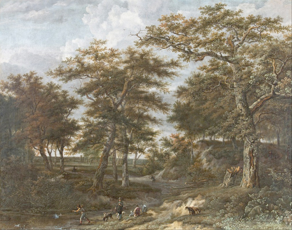 Affresco Классические пейзажи Adriaen Hendricksz Verboom, Landscape with hunters