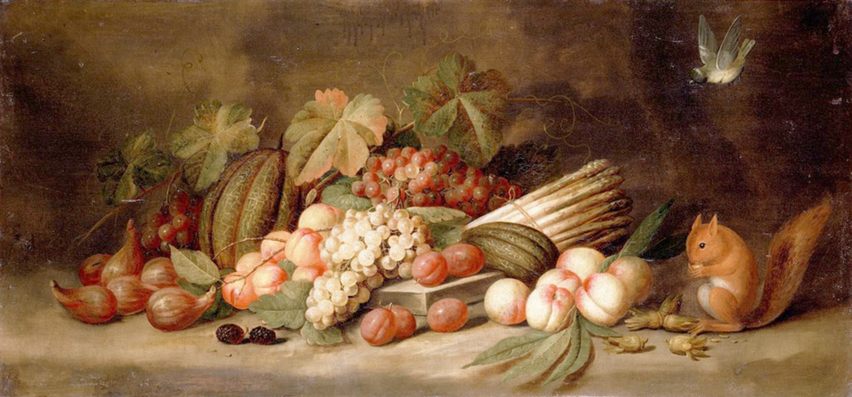Affresco Натюрморт Gillemans Jan Pauwel the elder, Still Life with Fruit and a Squirrel