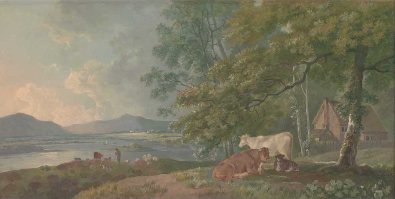 Affresco Классические пейзажи George Barret, Morning Landscape with Cattle