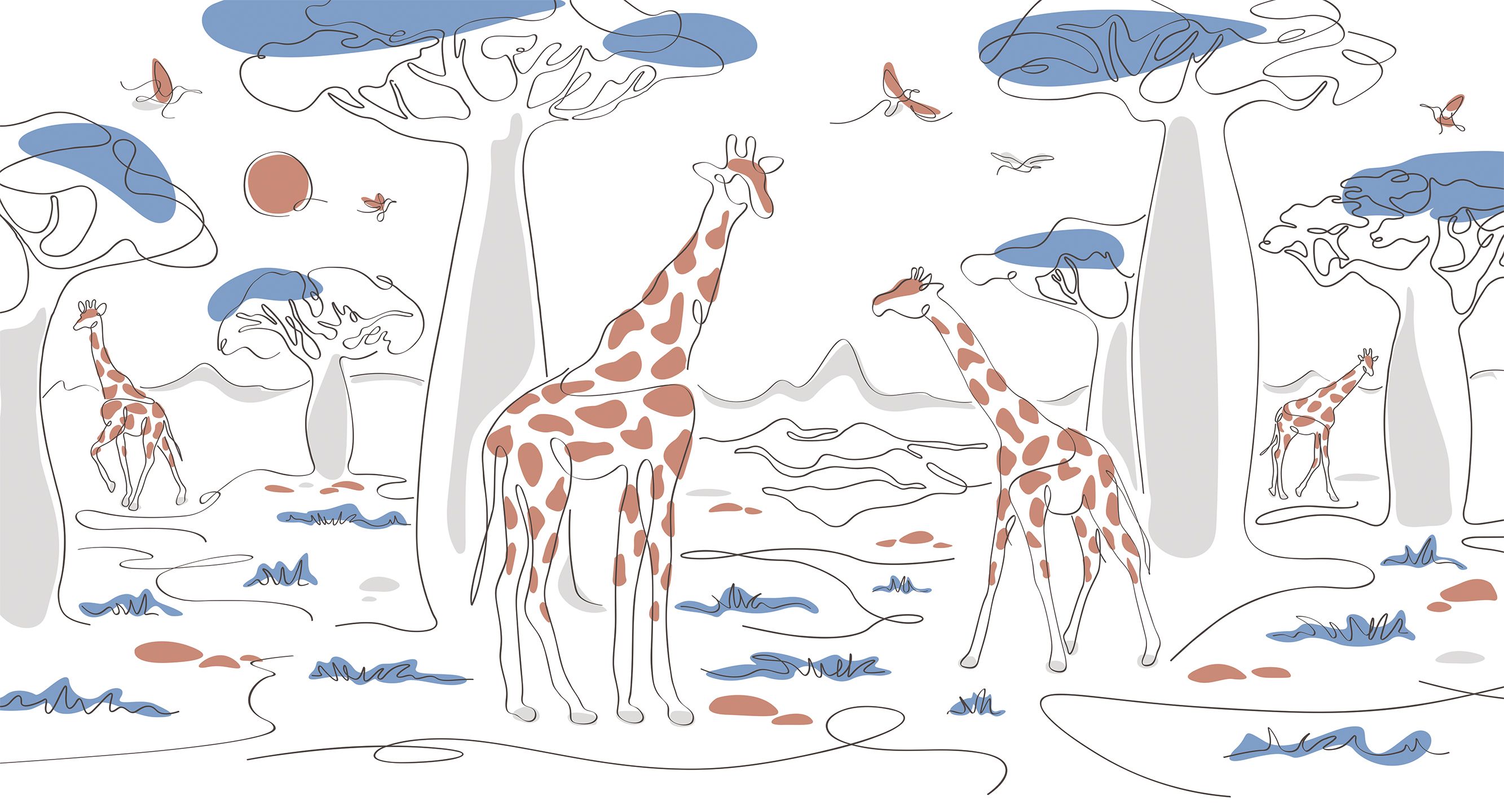 267015 Creativille Жирафы в саванне