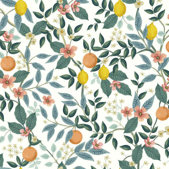 York  York Premium Peel + Stick  Citrus Grove Premium Peel + Stick Wallpaper- White PSW1479RL