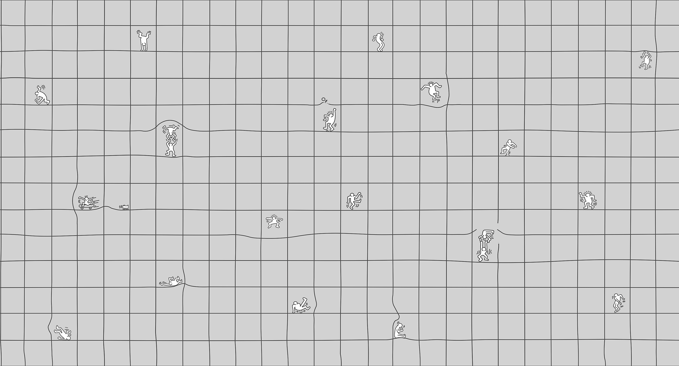 837315 Creativille Забавные человечки на фоне в клетку