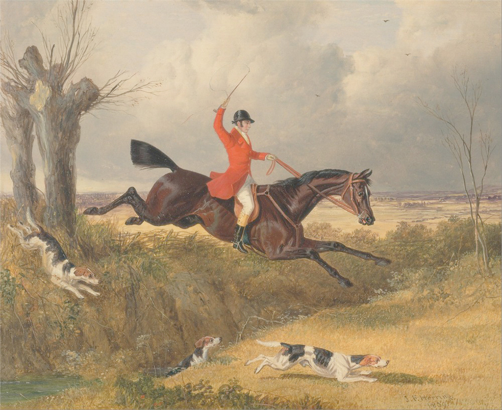 Affresco Сцены охоты John Frederick Herring, Foxhunting Clearing a Ditch