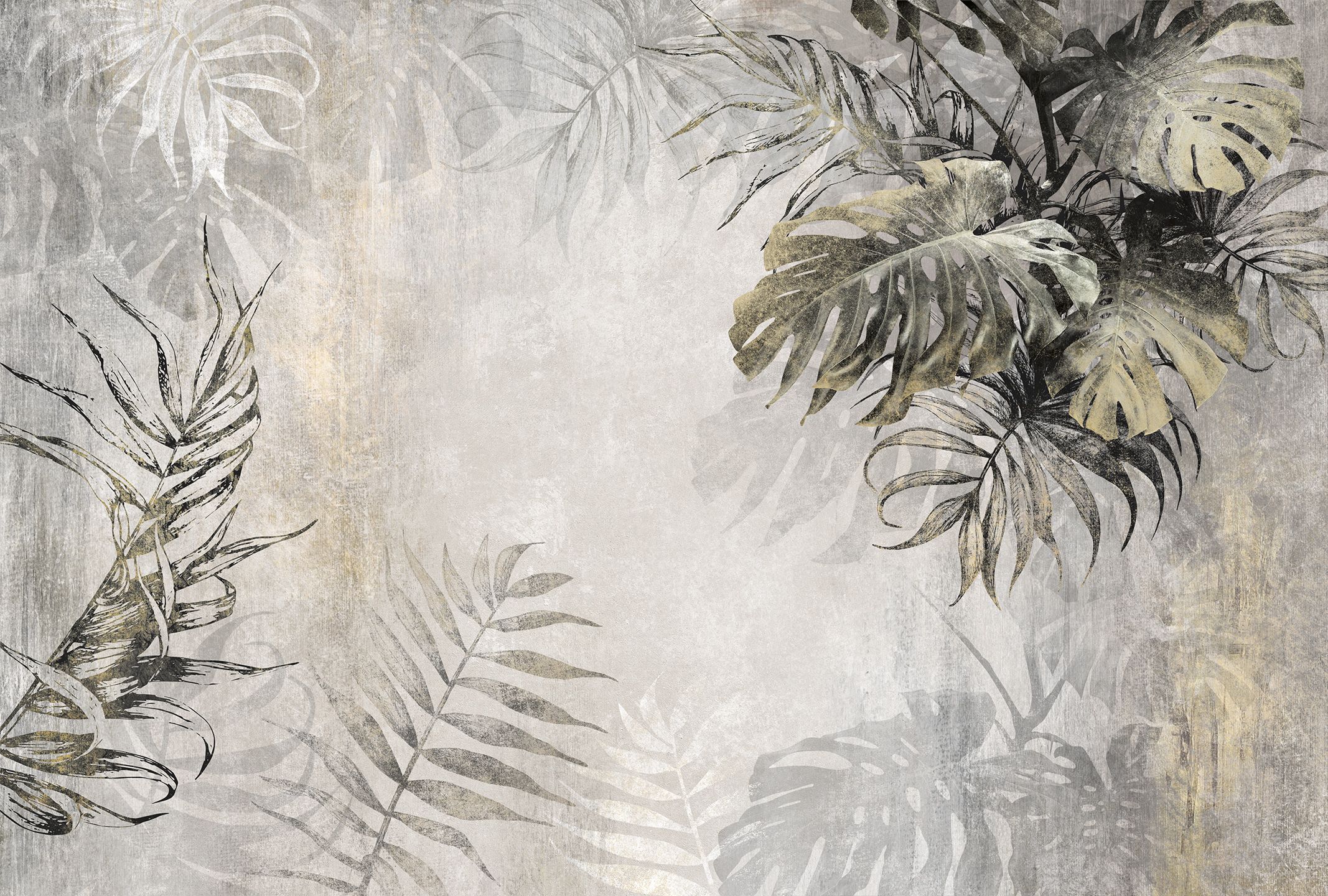 424205 Creativille тропические листья на гранжевом фоне