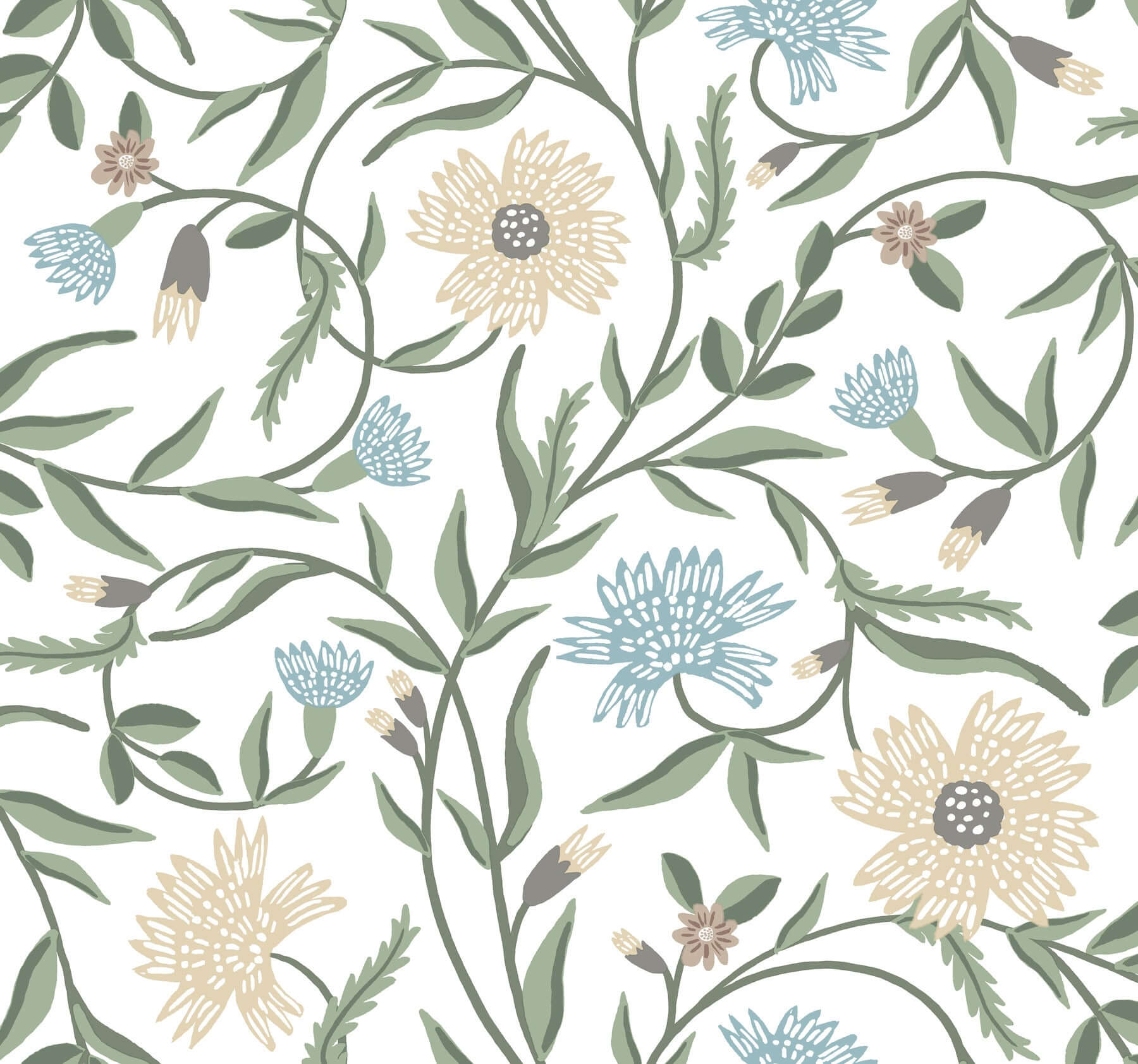 York  Rifle Paper Co. Wallcoverings  Aster Wallpaper- White RF7431