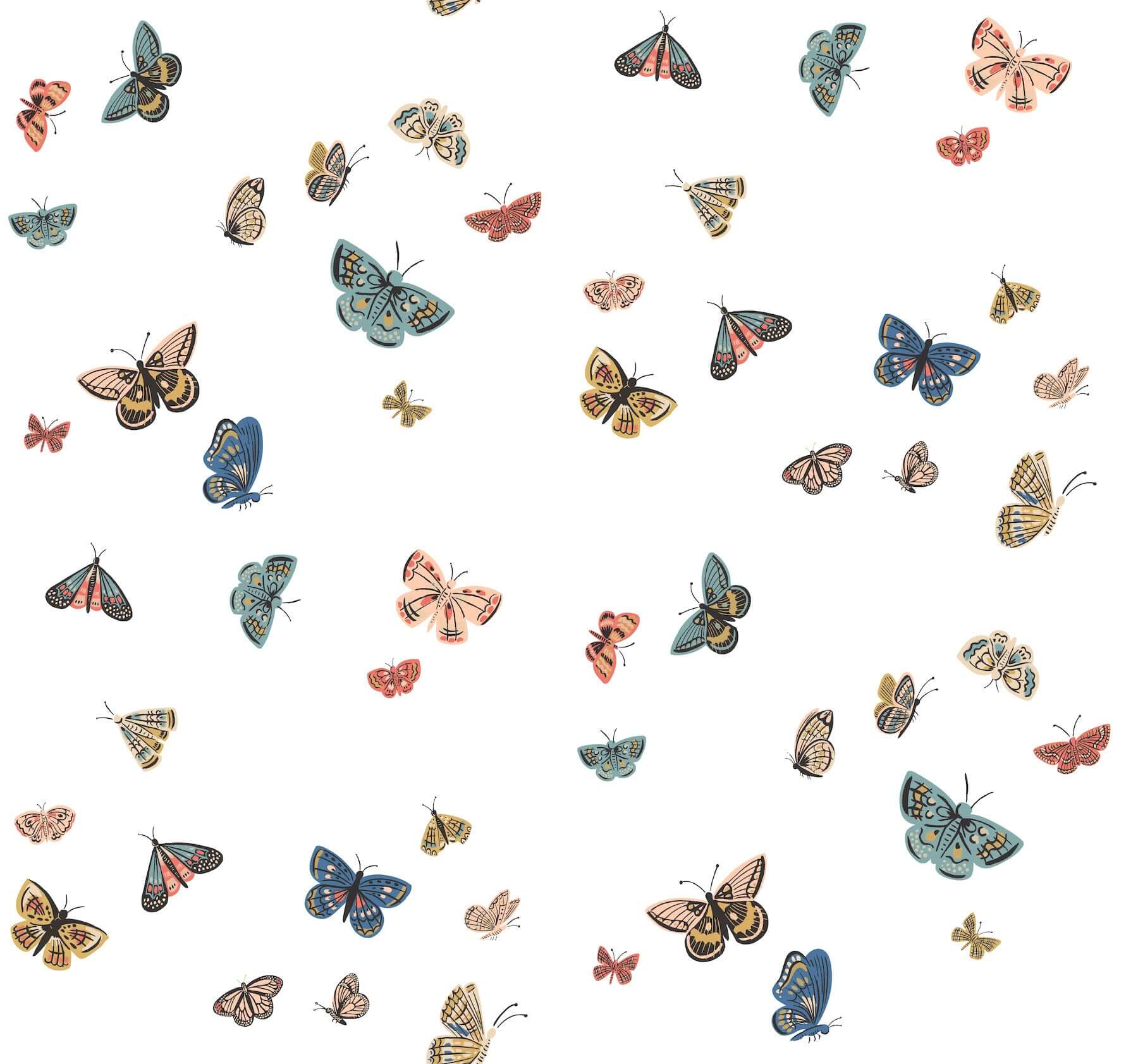 York  Rifle Paper Co. Wallcoverings  Butterfly House Wallpaper- White RF7411