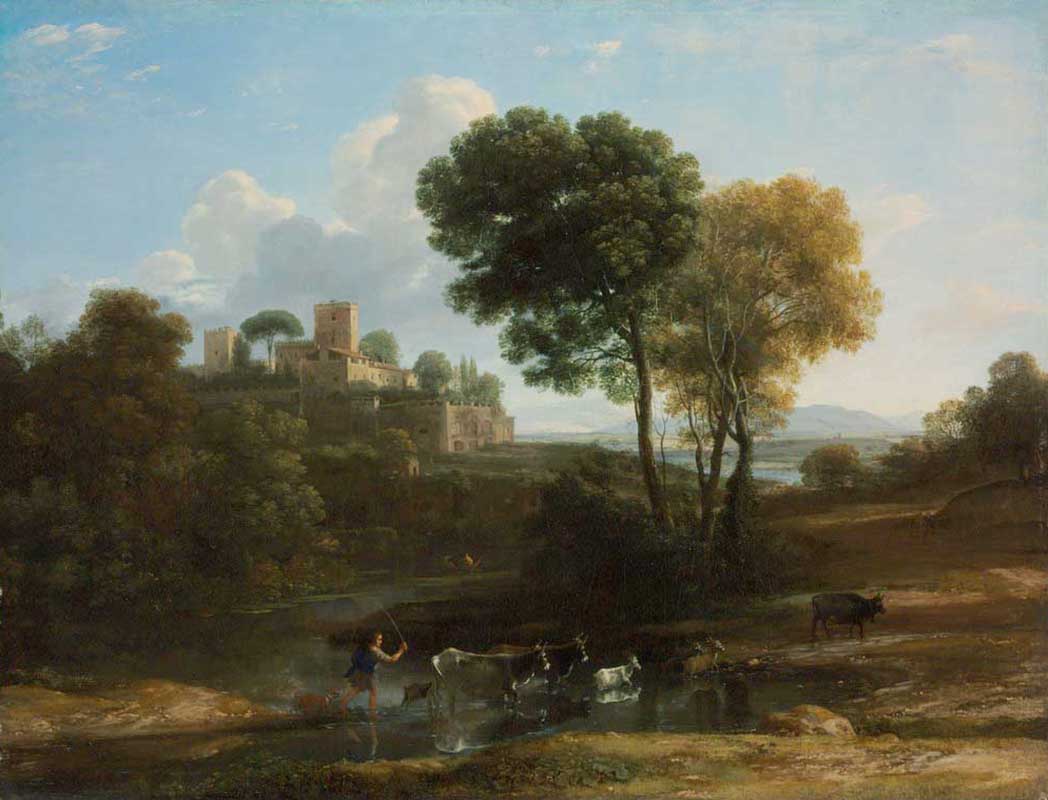 Affresco Классические пейзажи Claude Lorrain, Villa in the Roman Campagna