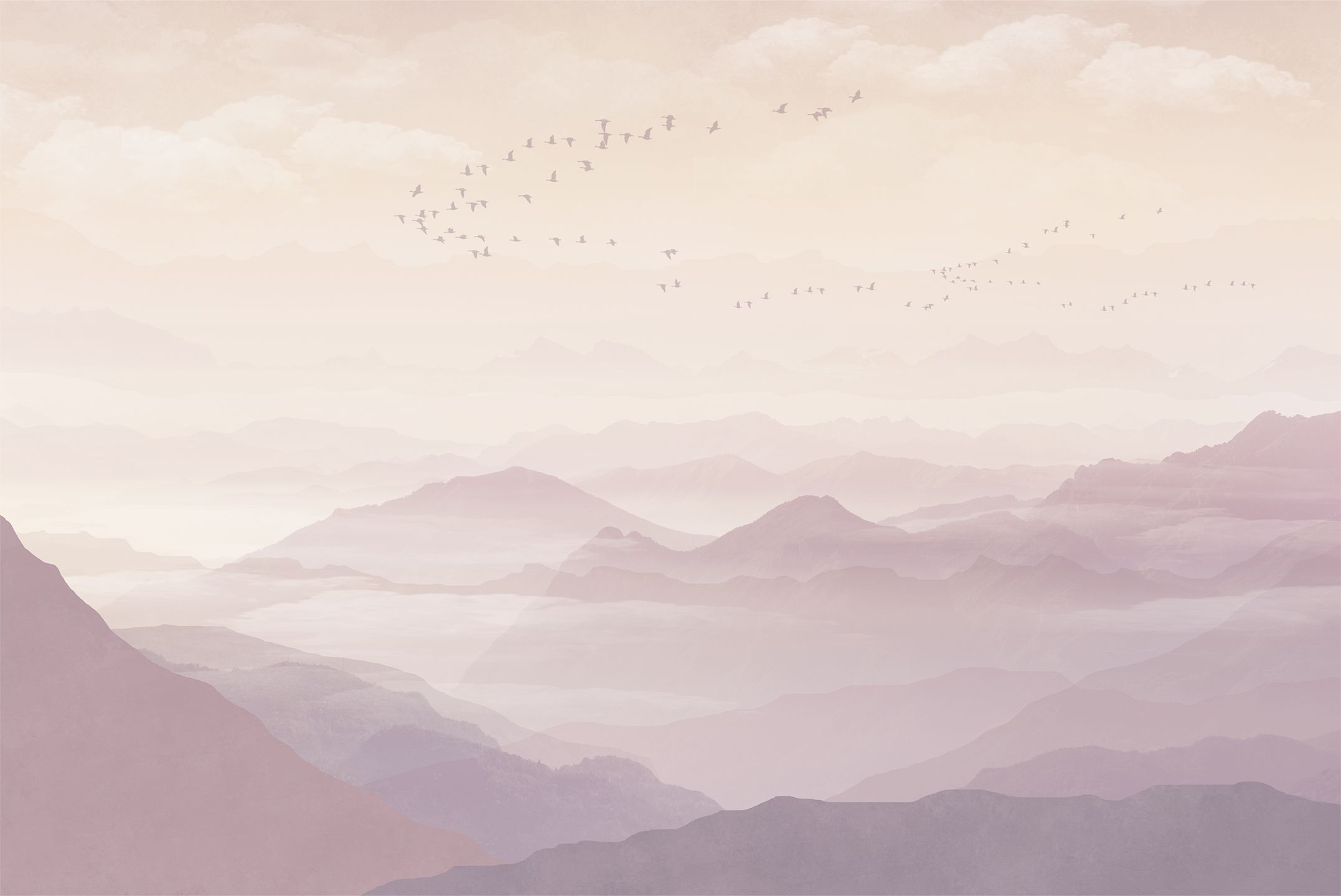 500112 Creativille горный пейзаж с птицами