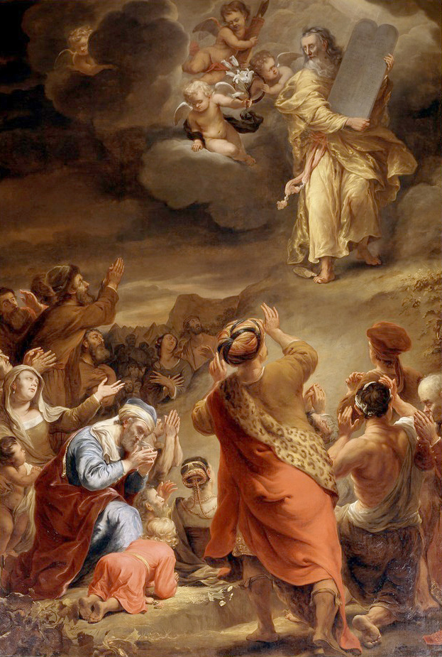 Affresco Библейские сюжеты Ferdinand Bol, Moses descends from Mount Siniai with the Ten Commandments