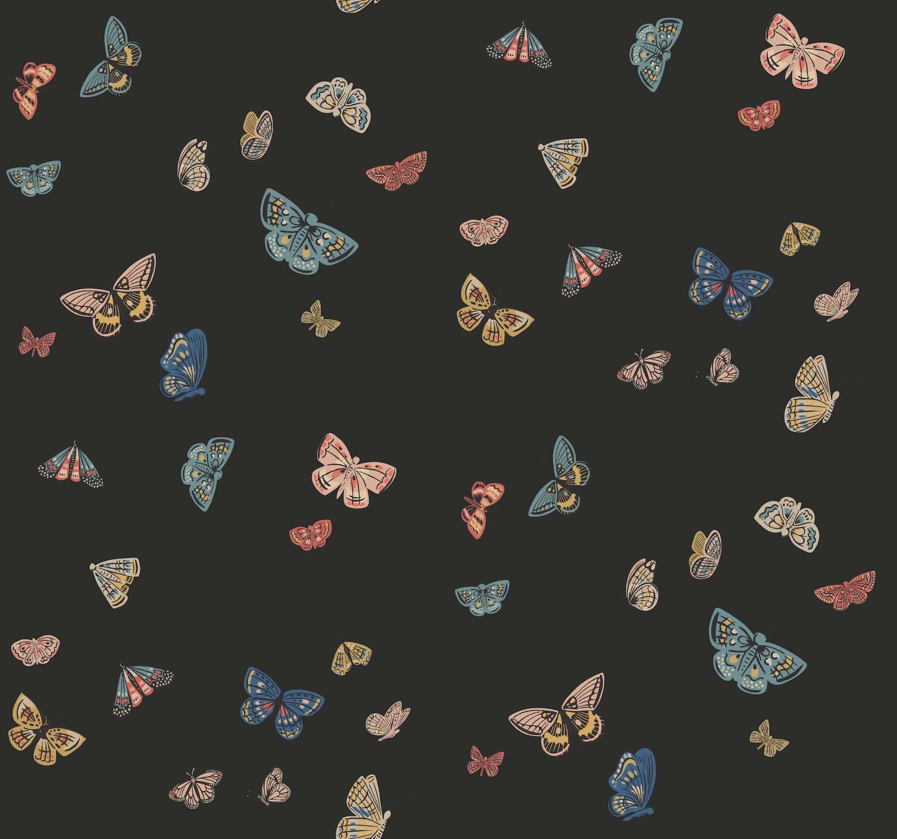 York  Rifle Paper Co. Wallcoverings  Butterfly House Wallpaper- Black RF7413