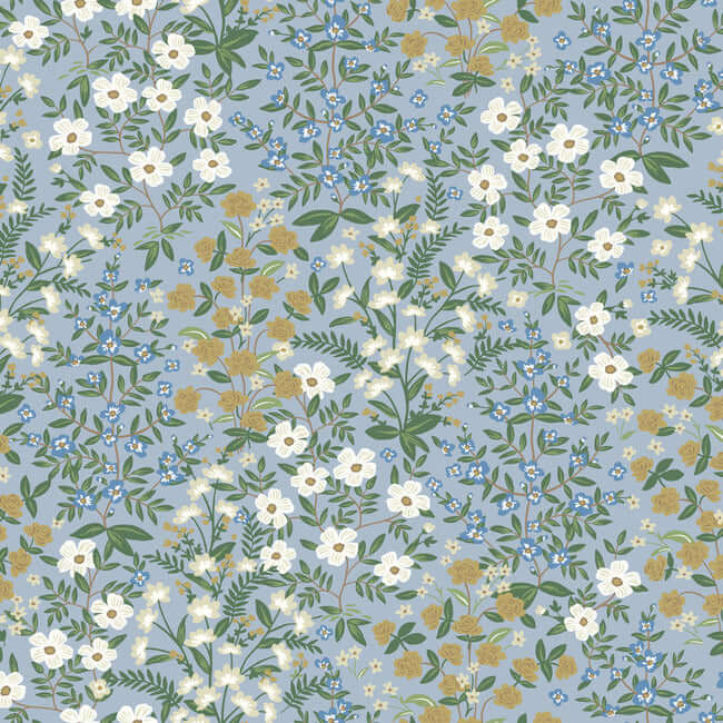 York  Rifle Paper Co.  Wildwood Garden Wallpaper- Blue RP7379
