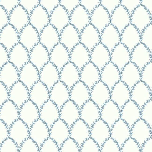 York  Rifle Paper Co. Wallcoverings  Laurel Wallpaper- Blue & White RI5180
