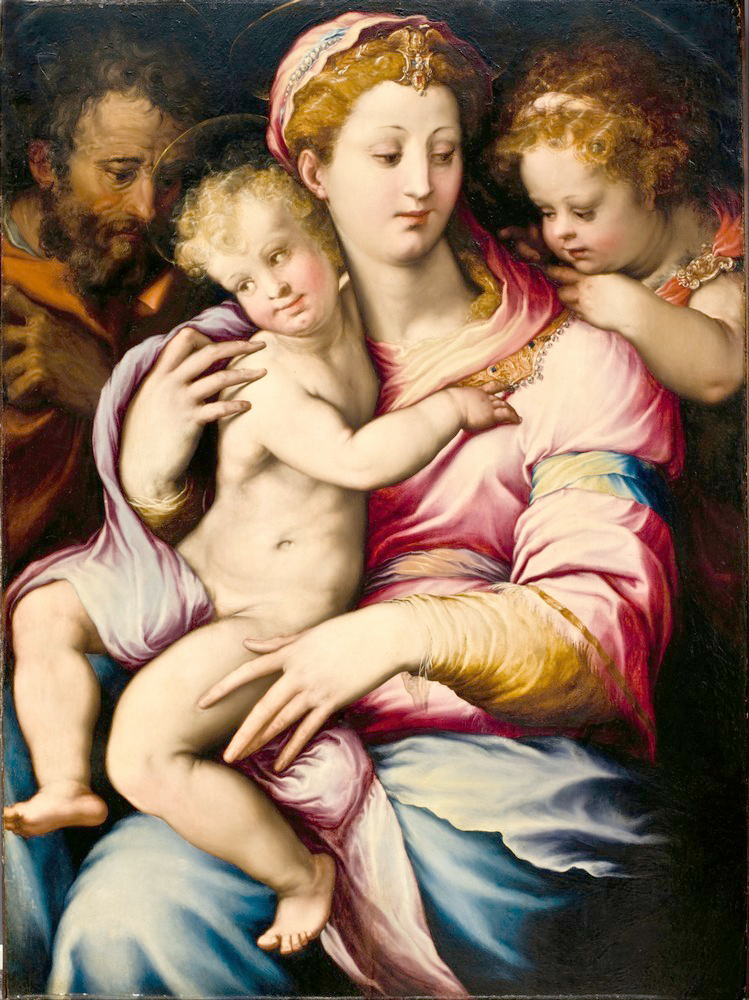 Affresco Библейские сюжеты Francesco Salviati, Holy Family with Saint John the Baptist