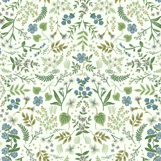 York  Rifle Paper Co. Wallcoverings  Wildwood Wallpaper- Blue & Green RI5155