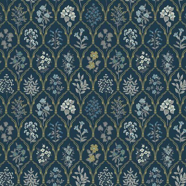 York  Rifle Paper Co. Wallcoverings  Hawthorne Wallpaper- Navy & Gold RI5131