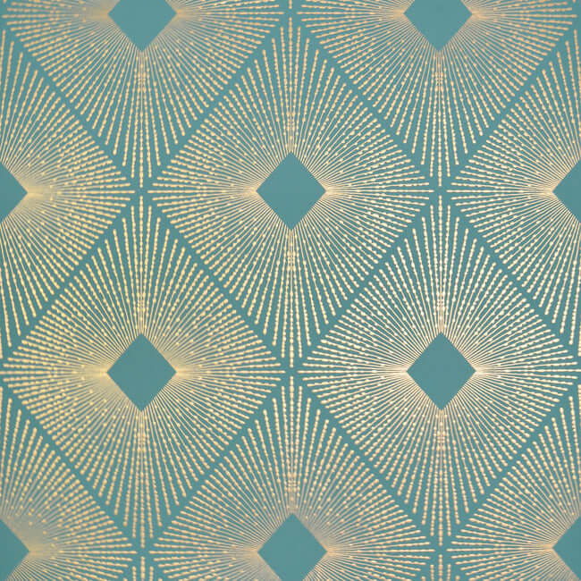 York  Antonina Vella Modern Metals  Harlowe Wallpaper- Teal/Gold NW3589
