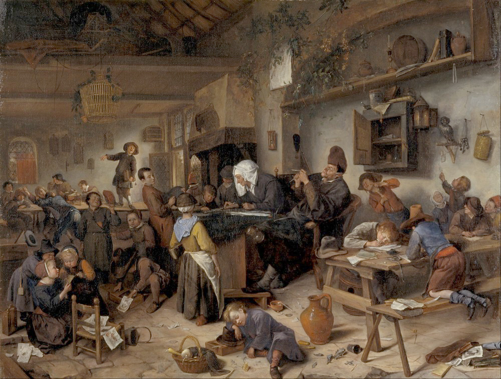 Affresco Жанровые сцены Jan Steen, A School for Boys and Girls