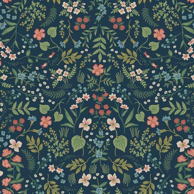 York  Rifle Paper Co. Wallcoverings  Wildwood Wallpaper- Navy RI5154