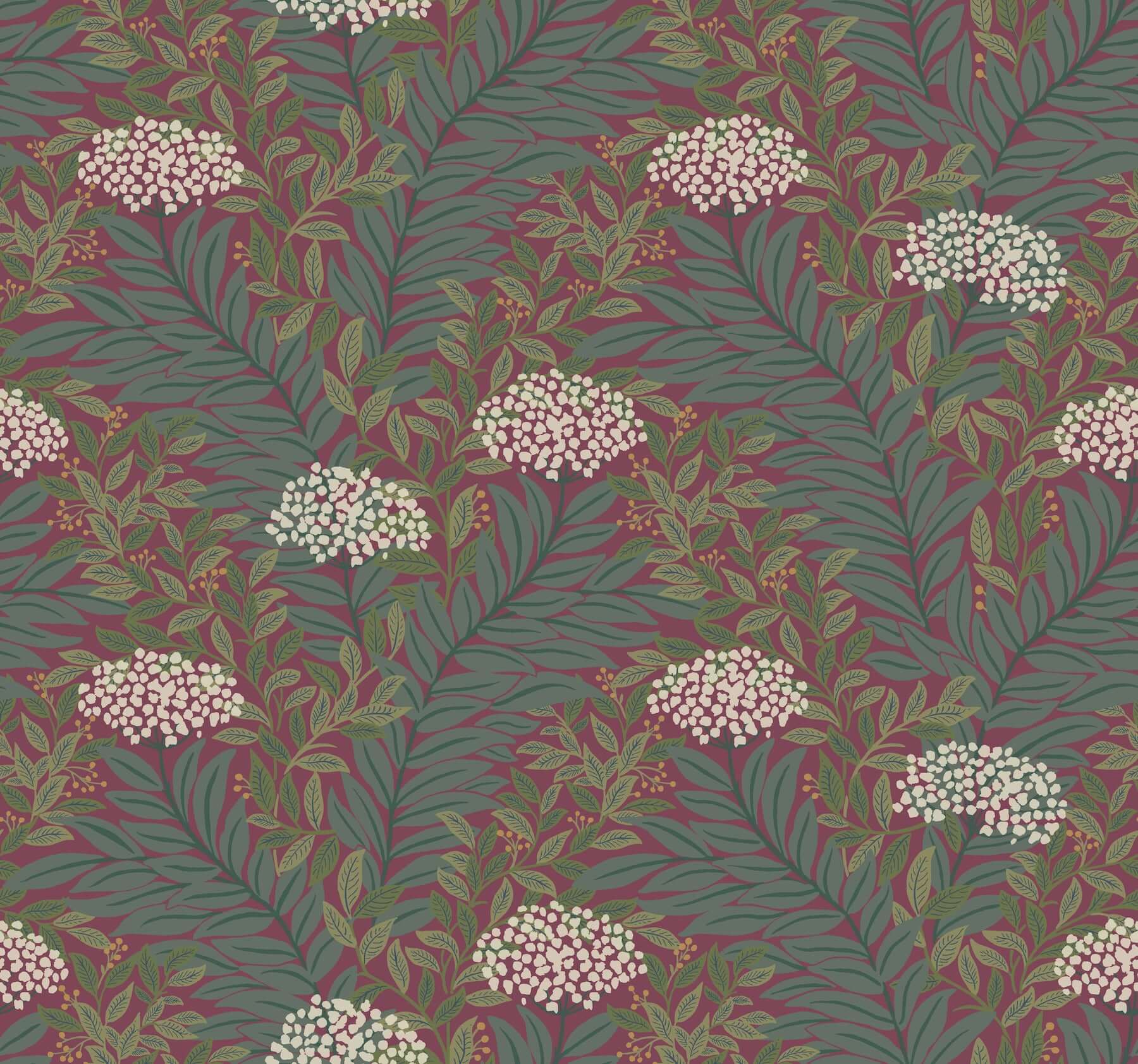 York  Rifle Paper Co. Wallcoverings  Highgrove Wallpaper- Burgundy RF7506