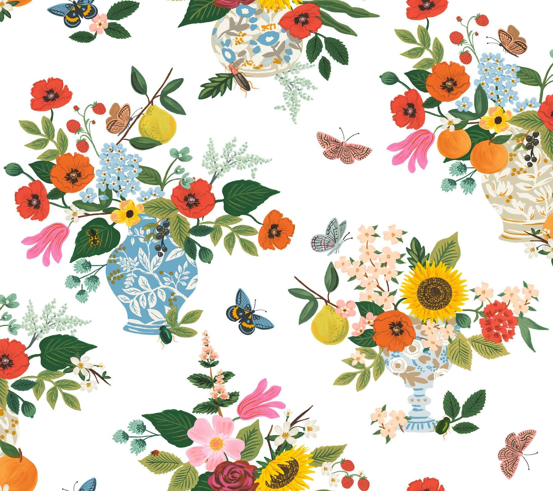 York  Rifle Paper Co. Wallcoverings  Flower Studies Wallpaper- Bright Multi RF7402