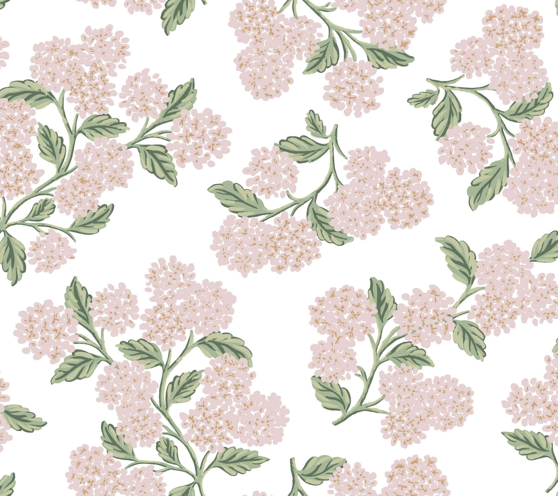 York  Rifle Paper Co. Wallcoverings  Hydrangea Wallpaper- Pink & White PSW1620RL