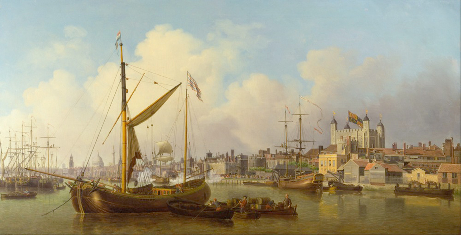 Affresco Морские пейзажи Samuel Scott, The Thames and the Tower of London Supposedly on the Kings Birthday