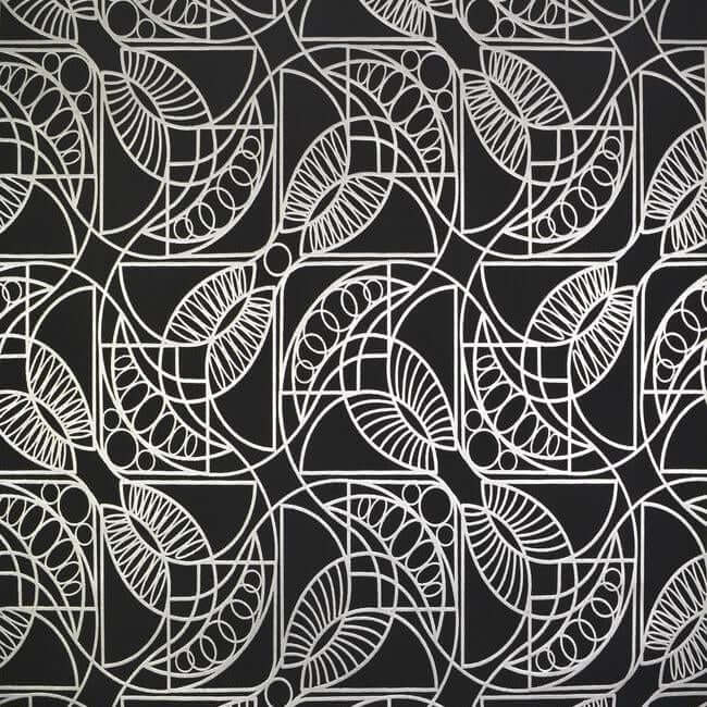 York  Antonina Vella Wallpaper  Cartouche Wallpaper- Black/Silver NW3528