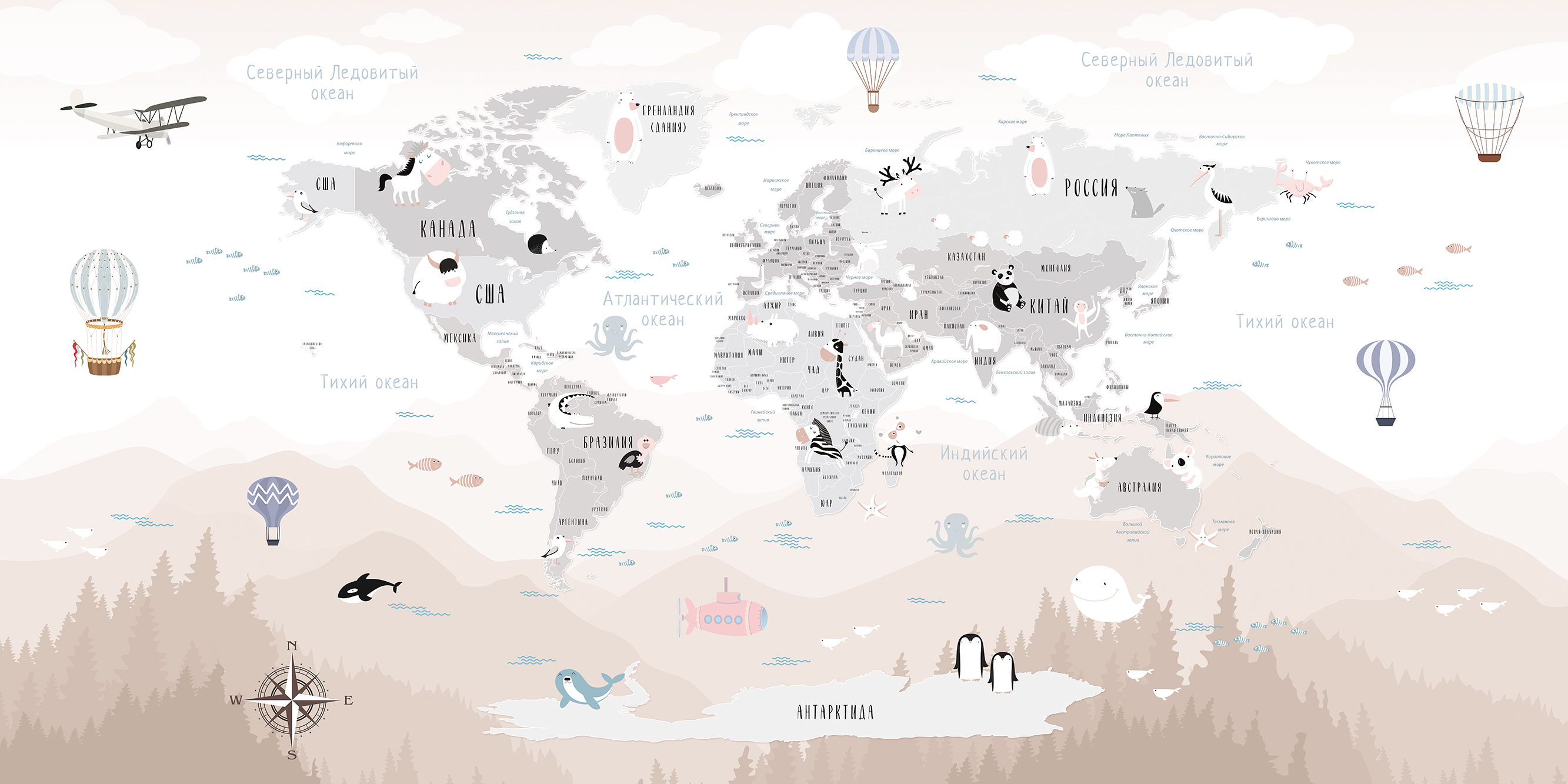 202051 Creativille карта мира с забавными зверятами