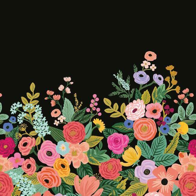 York  Rifle Paper Co. Wallcoverings  Garden Party Wall Mural- Black Multi RI5192M