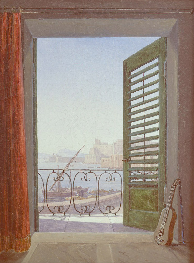Affresco Классические пейзажи Carl Gustav Carus, Balcony Room with a View of the Bay of Naples