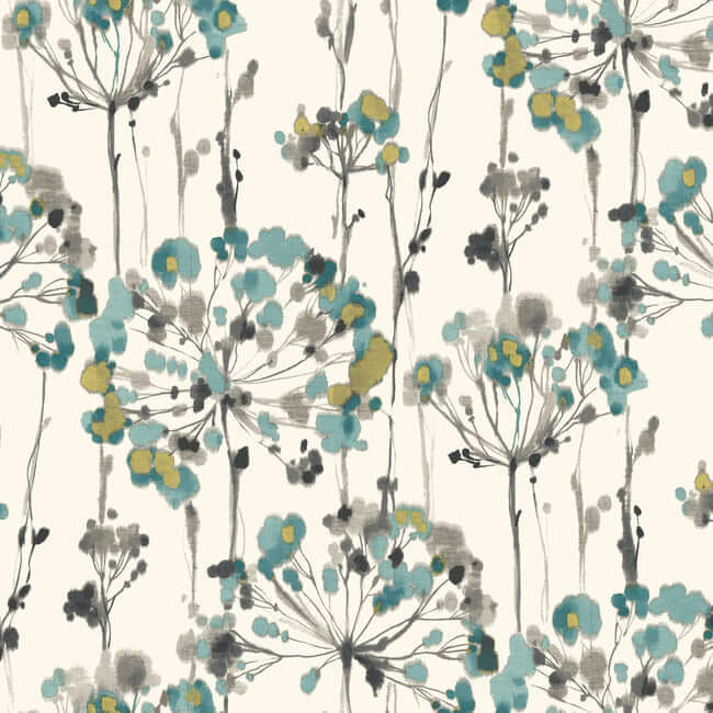 York  Candice Olson Wallcoverings  Flourish Premium Peel + Stick Wallpaper- Turquoise PSW1096RL