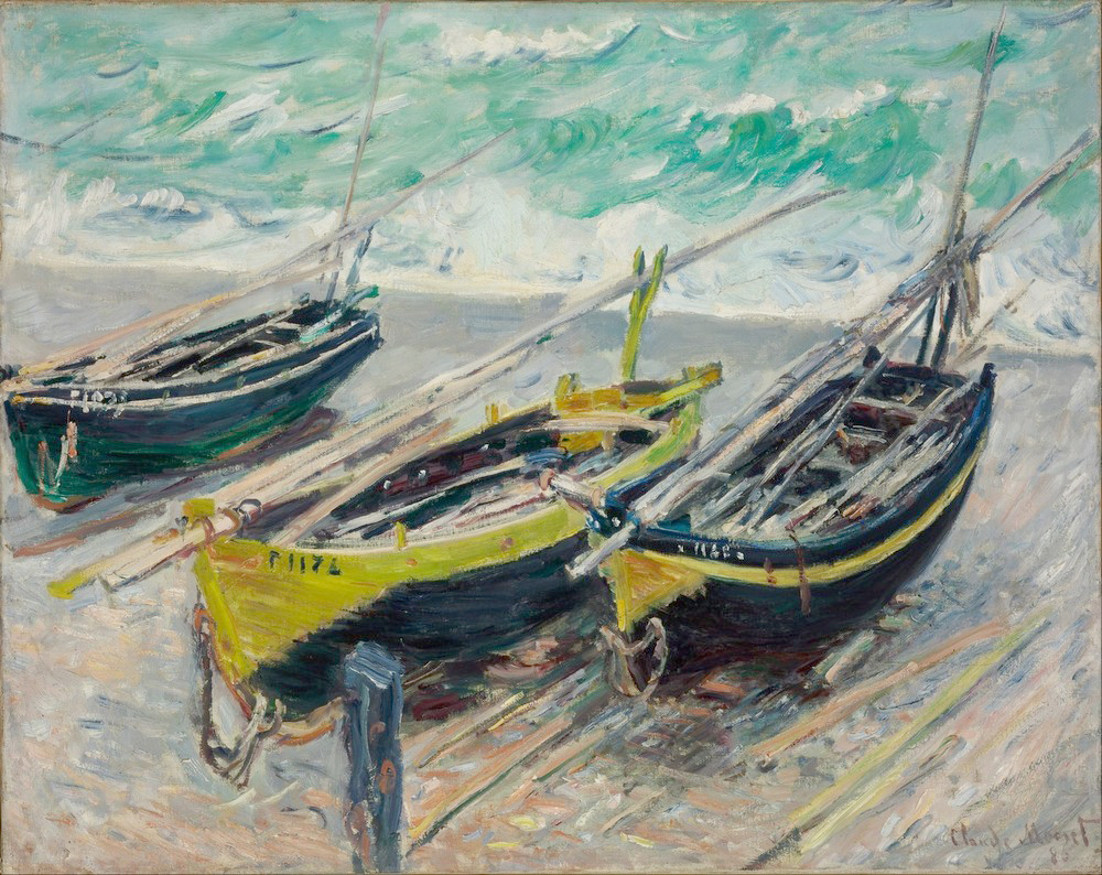 Affresco Импрессионисты и постимпрессионисты Claude Monet, Three Fishing Boats