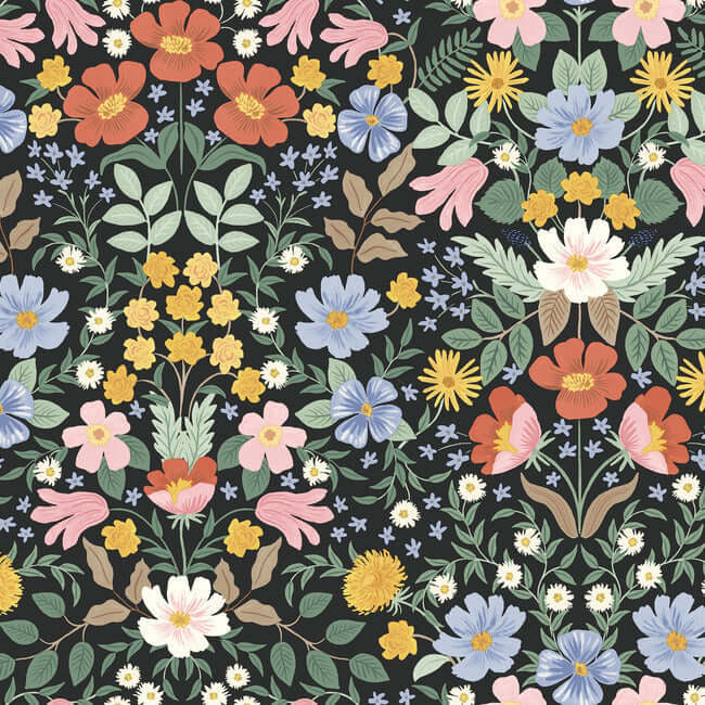 York  York Premium Peel + Stick  Bramble Garden Premium Peel + Stick Wallpaper- Black PSW1478RL