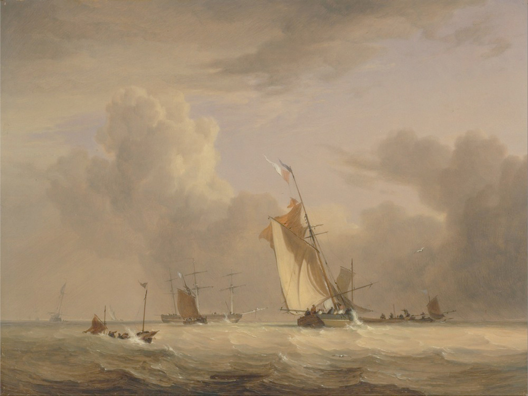 Affresco Морские пейзажи Joseph Stannard, Fishing Smack and Other Vessels in a Strong Breeze