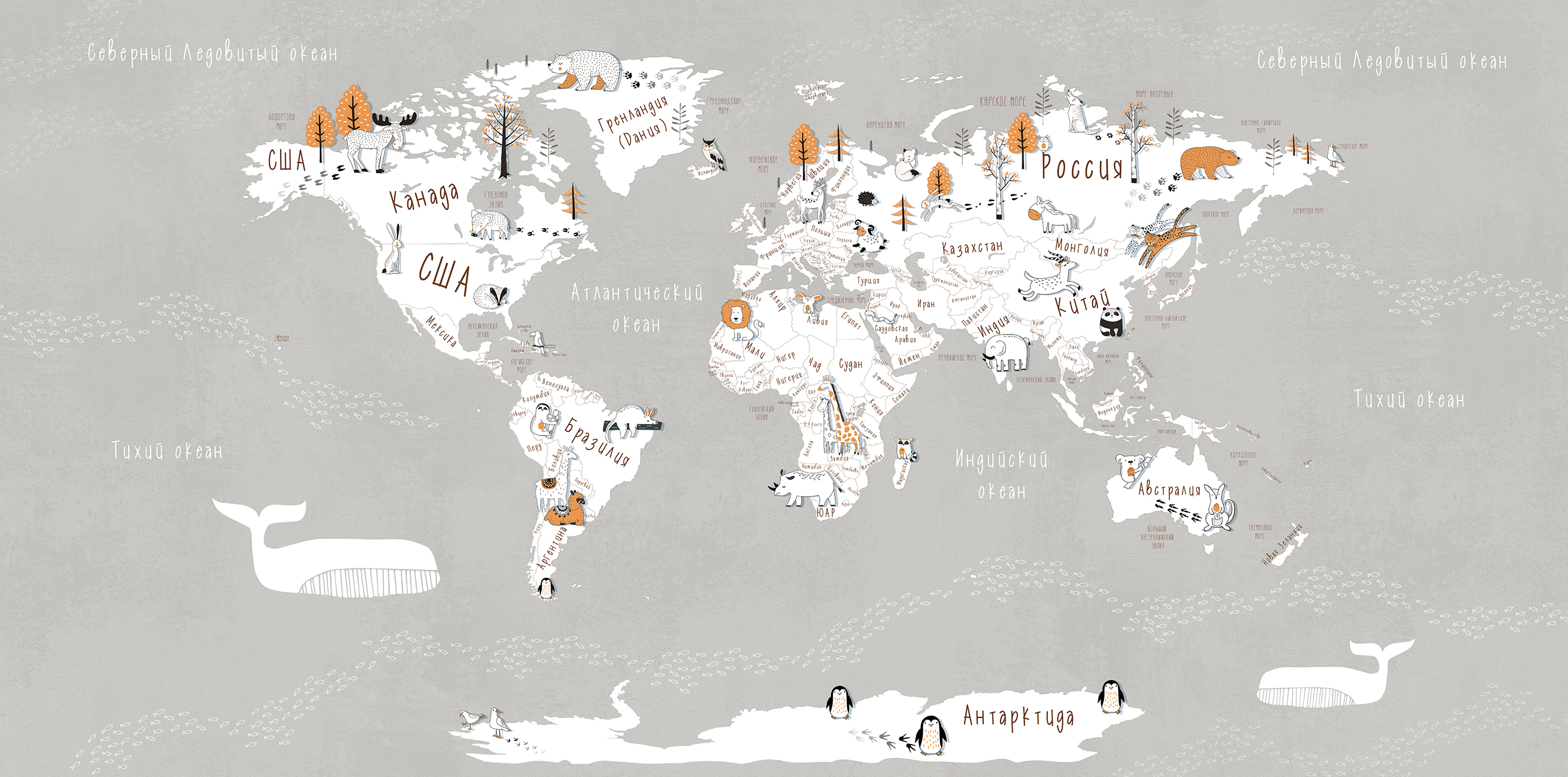 203221 Creativille карта мира в стиле дудл