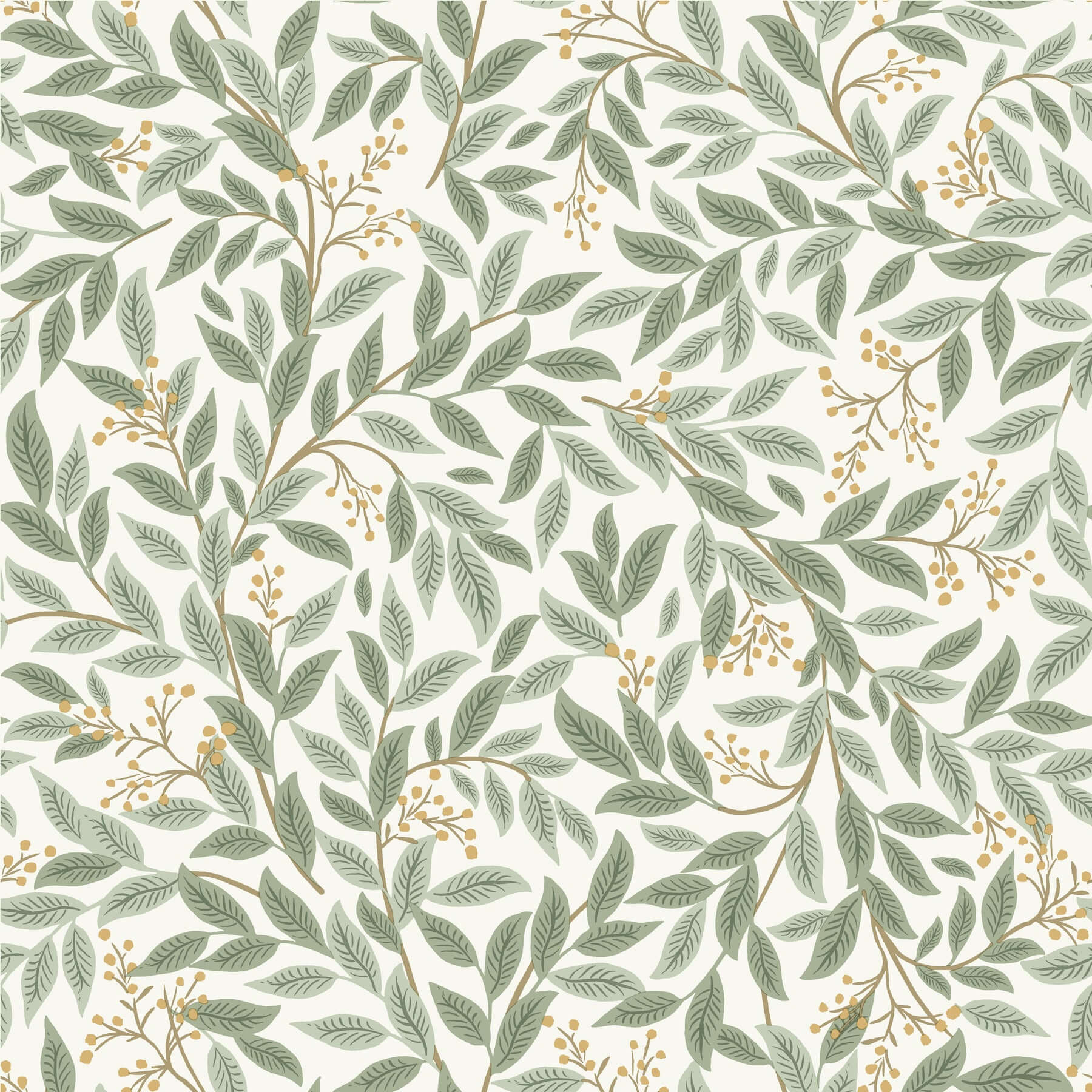 York  Rifle Paper Co. Wallcoverings  Willowberry Wallpaper- Sage & White RF7465